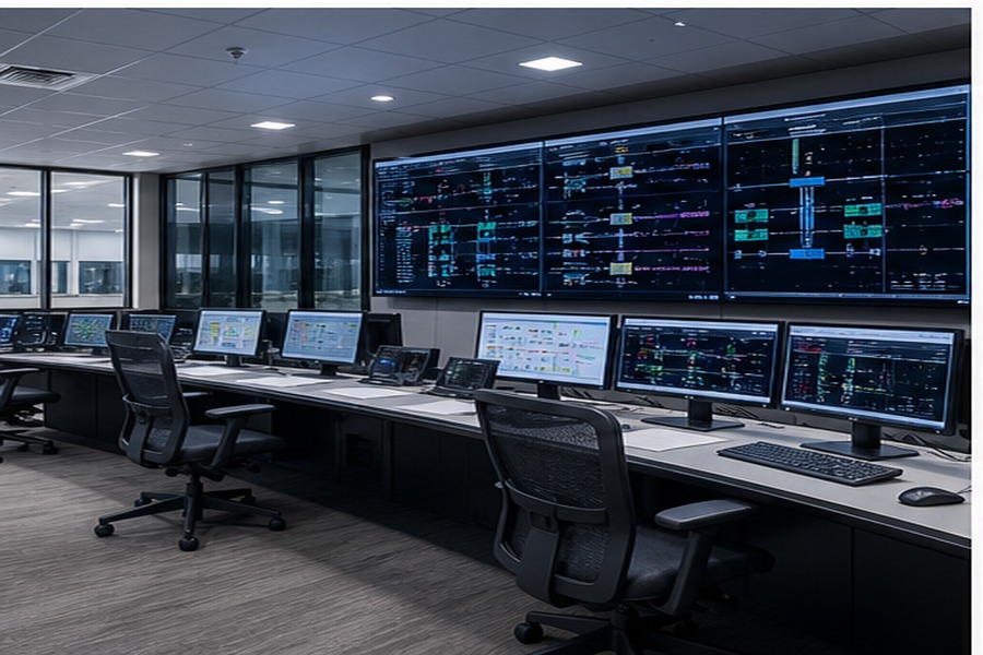 Control room and network infrastructure in an industrial facility